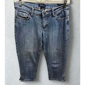 Boston Proper Jeans Womens 4 Capri Cropped Blue Stretch Denim Split Ankle